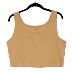 Yellow Uniqlo Ribbed Cropped Tank Top